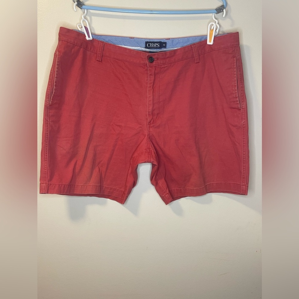 - Chaps Men’s Casual Flat Front Shorts 100% Cotton  Red Leaf in Color Size 42